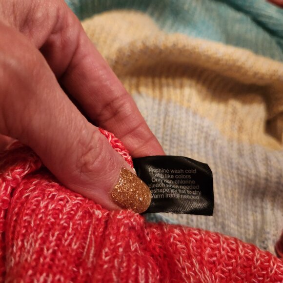 Lane Bryant Cardi jacket Aqua Coral Yellow Color Block BoHo Classic Sz 26/28 NWT - Picture 8 of 8